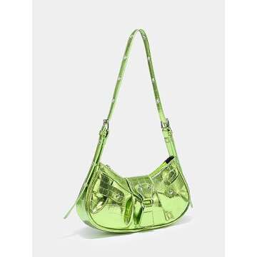 Chic Verdusa Metallic Green Hobo Bag for Daily Style