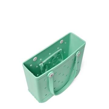 BOGG BAG Small Waterproof Washable Tote for Beach Boat Pool Work Sports 15x13x5.25 - Lightweight Cute Bag Durable Rubber Bags For Women Unique Patented Design 26SEAFO