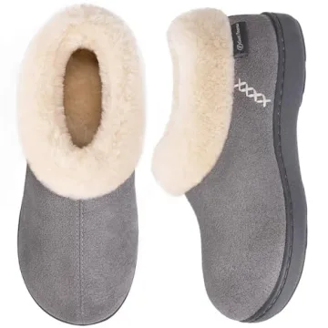 EverFoams Women's Micro Suede Cozy Memory Foam Winter Slippers with Fuzzy Faux Fur Collar and Indoor...