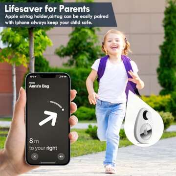 Airtag Holder for Kids Hidden 2 Pack GPS Tracker Case, Anti-Removal Airtag Silicone Case with Pins, Suitable for Children, Elderly, Pets, Backpack, Luggage (Black, White)