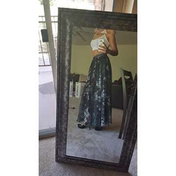 Afibi Women Full/Ankle Length Blending Maxi Chiffon Long Skirt Beach Skirt (Large, Design A)