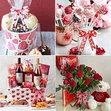 CTOHN 6 Rolls Red Love Heart Ribbon for Crafting Gifts