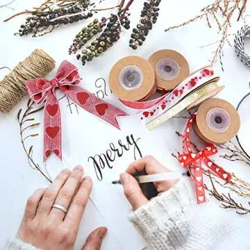 CTOHN 6 Rolls Red Love Heart Ribbon for Crafting Gifts