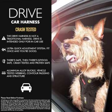 EzyDog DRIVE Dog Car Harness - Crash Tested US (FMVSS 213) Certified, Black, Small