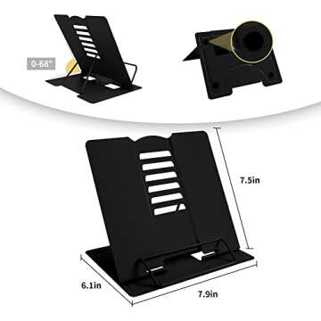 Ergonomic Metal Book Stand - Adjustable Book Holder for Reading