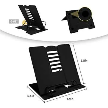 Ergonomic Metal Book Stand - Adjustable Book Holder for Reading