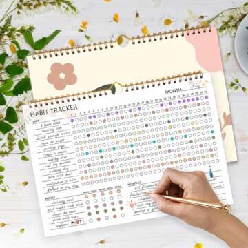 Habit Tracker Calendar - 12 Months Undated Daily Goal and Habit Tracker, Habits Tracker Journal Planner with Spiral Binding, Great Productivity Tool and Workout Calendar, 11.7"x8.5"