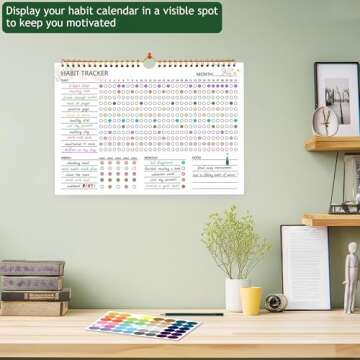 Habit Tracker Calendar - 12 Months Undated Daily Goal and Habit Tracker, Habits Tracker Journal Planner with Spiral Binding, Great Productivity Tool and Workout Calendar, 11.7"x8.5"