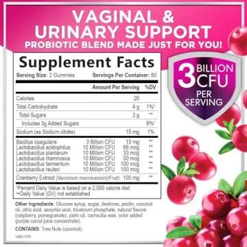 Women's Probiotic - Probiotics for Women Gummy for Digestive Health, Vaginal pH, Urinary & Immune He...