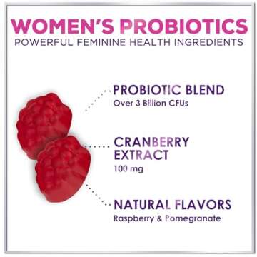 Women's Probiotic - Probiotics for Women Gummy for Digestive Health, Vaginal pH, Urinary & Immune Health Support, 3 Billion CFU w/Cranberry, Probiotic & Prebiotic Gummies for Women - 120 Gummies