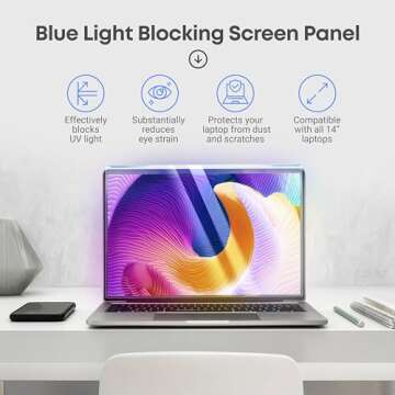 VINTEZ Blue Light Blocking Screen Protector Panel for 14 inch Diagonal PC Anti-UV Eye Protection Filter Film - Widescreen Laptop and Monitor Frame Hanging Type (W 12.6" X H 8.1") [1 Pack]