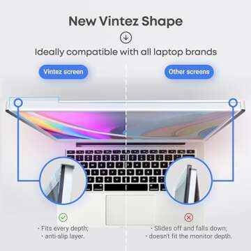 VINTEZ Blue Light Blocking Screen Protector Panel for 14 inch Diagonal PC Anti-UV Eye Protection Filter Film - Widescreen Laptop and Monitor Frame Hanging Type (W 12.6" X H 8.1") [1 Pack]