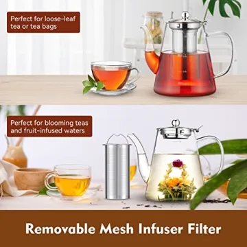 Zpose 1200ml Glass Teapot with Removable Infuser