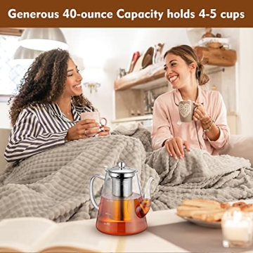 Zpose 1200ml Glass Teapot with Removable Infuser