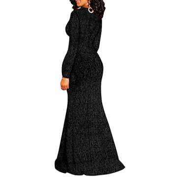 BestGirl Formal Long Sleeve Dress for Women Sequin Bodycon Ruched Sparkly Dresses