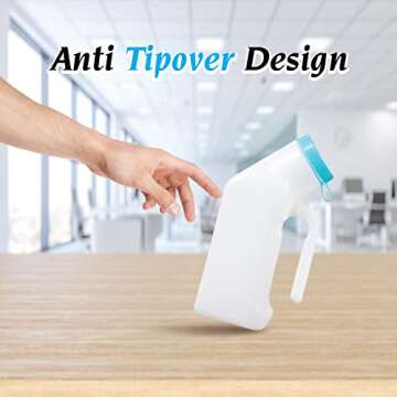 Portable Urinals for Men and Elderly 1000ml Urine Jar Spill Proof, Plastic, Urinal Bottle for Men Glow in The Dark Screw Cap - for Urine Collection and Travel Pee Bottle (1 Count (Pack of 1)