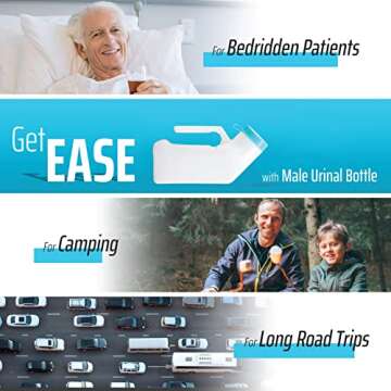 Portable Urinals for Men and Elderly 1000ml Urine Jar Spill Proof, Plastic, Urinal Bottle for Men Glow in The Dark Screw Cap - for Urine Collection and Travel Pee Bottle (1 Count (Pack of 1)