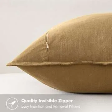 MIULEE Neutral Gold/Brown Linen Pillow Covers Pack of 4 Decorative Nautral Solid Throw Pillow Covers Soft Accent Boho Farmhouse Couch Pillowcases Modern Home Decors for Living Room Bed Sofa 20x20 Inch
