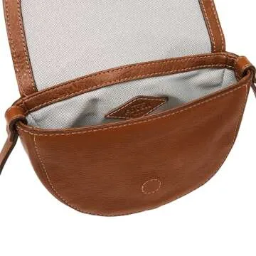 Fossil Harwell Small Crossbody, Medium Brown Shearling/Stud Flap