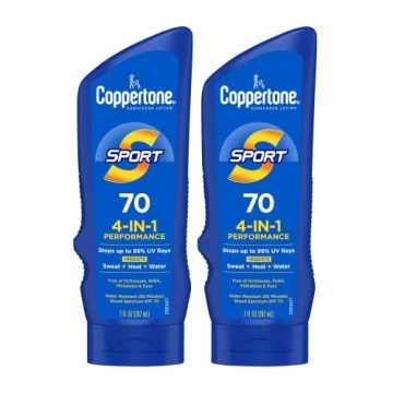 Coppertone SPORT Sunscreen Lotion SPF 70 - Water Resistant & Broad Spectrum Protection, 2 Pack