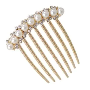 IPINK Wedding Bridal Rhinestone Pearl Crystal Hair Comb Claw Hairpin Hair Ornaments Accessory