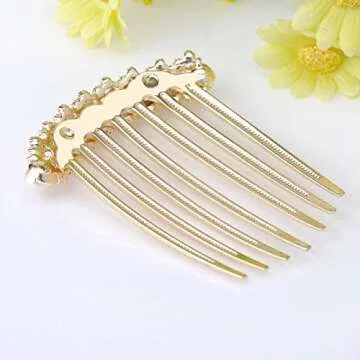 IPINK Wedding Bridal Rhinestone Pearl Crystal Hair Comb Claw Hairpin Hair Ornaments Accessory