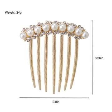 IPINK Wedding Bridal Rhinestone Pearl Crystal Hair Comb Claw Hairpin Hair Ornaments Accessory