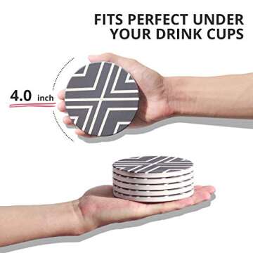 LIFVER Absorbent Coaster Set of 6, Stylish Stone Coasters for Drinks
