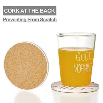 LIFVER Absorbent Coaster Set with Cork Base