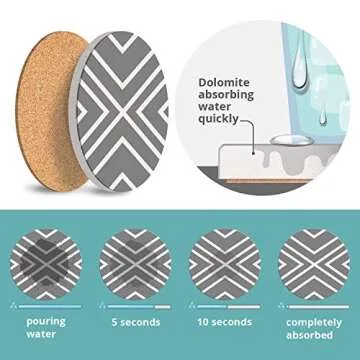 LIFVER Absorbent Coaster Set with Cork Base