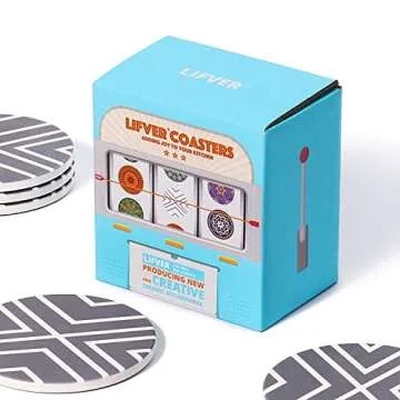 LIFVER Absorbent Coaster Set with Cork Base