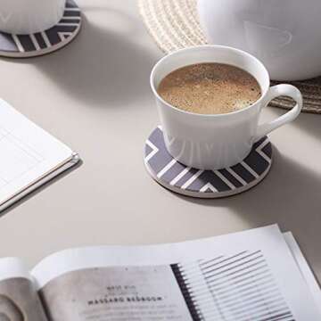 LIFVER Absorbent Coaster Set with Cork Base