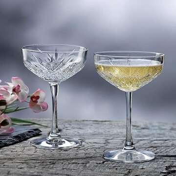 HISTORY COMPANY New York Party of the Century Classic Cocktail Coupe Glass 2-Piece Set Inspired by t...