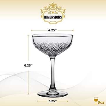 HISTORY COMPANY New York Party of the Century Classic Cocktail Coupe Glass 2-Piece Set Inspired by the 1966 Black and White Ball (Gift Box Collection)