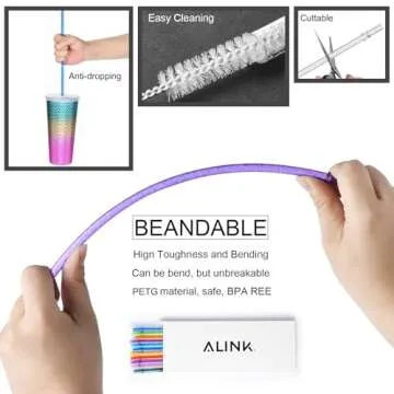 ALINK 12-Pack Glitter Straws for Tumblers and Bottles