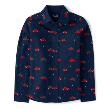 Boys' Christmas Truck Print Long Sleeve Shirt