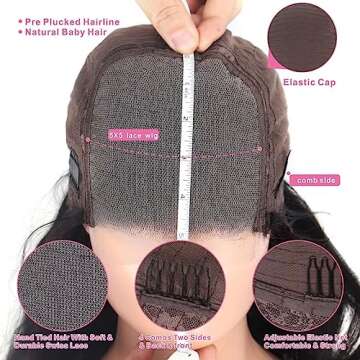 Aaliweya 5x5 Lace Closure Wig Body Wave Closure Wig for Women 180% Density 5x5 HD Lace Closure Wigs Human Hair Pre Plucked Glueless Lace Front Wig True to Length Natural Black Color 22inch