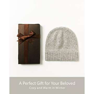EURKEA 100% Pure Cashmere Winter Beanie Skullies Cap for Women, Soft Warm Lightweight Beanie