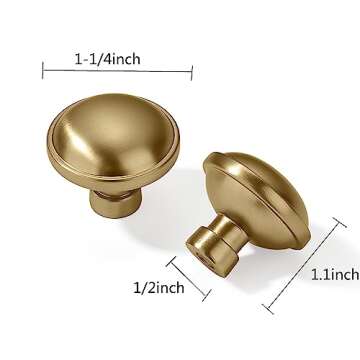 CABDM 2 Pack 1-1/4 inch Kitchen Cabinet Knobs Drawer Knobs Dresser Knobs Champagne Bronze Zinc Knobs Drawer Pulls Round Knobs Gold Drawer Handles Knobs for Dresser Drawers