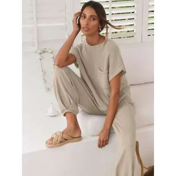 ANRABESS Women's Two Piece Outfits Knit Sweater Vest Crop Top Pants Lounge Matching Tracksuit Sweatsuit Travel Clothes Sets Khaki X-Large