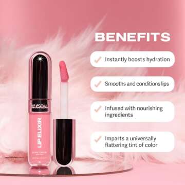 Sacheu Lip Elixir Nourishing Lip Glaze and Lip Tint Gloss. High-Shine Lip Gloss. Moisturizing Lip Gloss Enriched with Lip Oils For Hydrating Smooth Finish, Cruelty-Free (Sheer Pink)