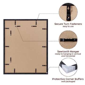 16x20 Picture Frame Black, 16 x 20 Solid Oak Wood Frames, 16 by 20 Frame with Real Glass, 16x20 Picture Frame with Mat for 11x14, 16x20 Black Wood Poster Frames, 16"x20" Frame for Wall