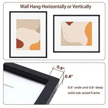 16x20 Picture Frame Black, 16 x 20 Solid Oak Wood Frames, 16 by 20 Frame with Real Glass, 16x20 Picture Frame with Mat for 11x14, 16x20 Black Wood Poster Frames, 16"x20" Frame for Wall