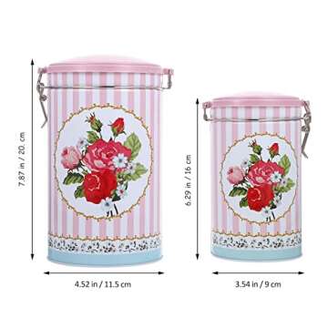 SHERCHPRY 2Pcs Tea Canister Vintage Suger Tea Storage Jar Flower Pattern Airtight Empty Tins Kitchen Condiment Container Food Storage Container For Kitchen Sugar Coffee Flour Pink