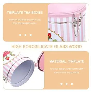 SHERCHPRY 2Pcs Tea Canister Vintage Suger Tea Storage Jar Flower Pattern Airtight Empty Tins Kitchen Condiment Container Food Storage Container For Kitchen Sugar Coffee Flour Pink