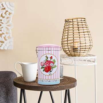 SHERCHPRY 2Pcs Tea Canister Vintage Suger Tea Storage Jar Flower Pattern Airtight Empty Tins Kitchen Condiment Container Food Storage Container For Kitchen Sugar Coffee Flour Pink