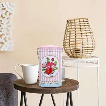 SHERCHPRY 2Pcs Tea Canister Vintage Suger Tea Storage Jar Flower Pattern Airtight Empty Tins Kitchen Condiment Container Food Storage Container For Kitchen Sugar Coffee Flour Pink