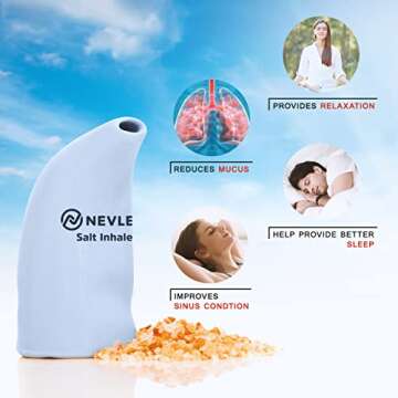 Nevlers Easy to Use Ceramic Salt Inhaler | Includes 6 Oz of Pure Himalayan Pink Salt - Sky Blue Color | Asthma and Allergy Relief