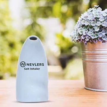 Nevlers Easy to Use Ceramic Salt Inhaler | Includes 6 Oz of Pure Himalayan Pink Salt - Sky Blue Color | Asthma and Allergy Relief