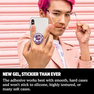 PopSockets Disco Crystal Orchid - Stylish Grip for Smartphones